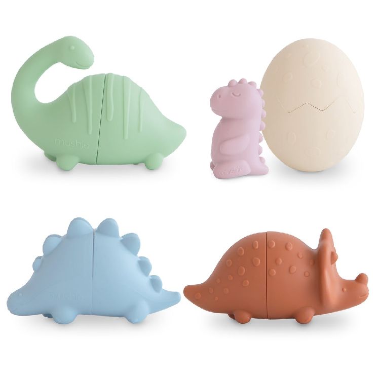 Badspeelgoed Mushie Bath Set 4-pack Dino