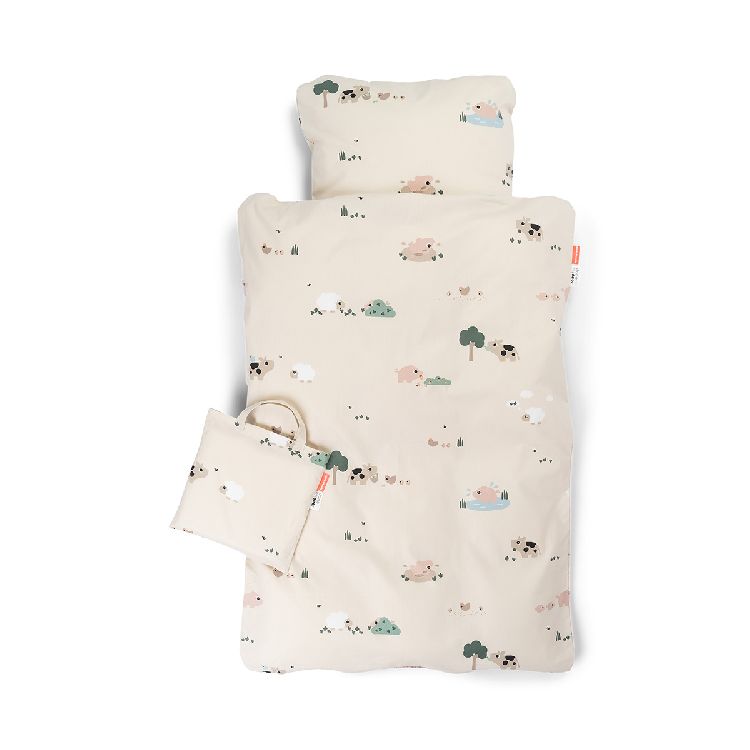 Donsovertrek Done by Deer Tiny Farm, geschikt voor babybed 60x120/babybed 70x140 | Bedlinen Tiny Farm