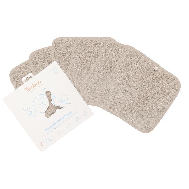 Droge doekjes Timboo Bamboo Reusable soft wipes | Timboo feather grey