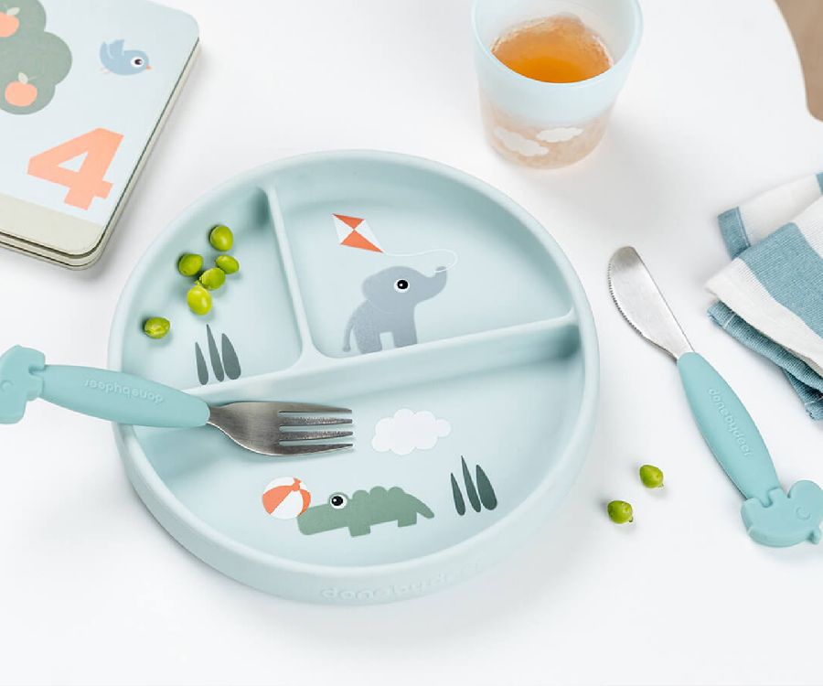 Bord Done by Deer Playground, plat bord | Stick & Stay Compartment Plate