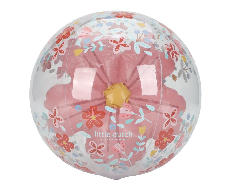 Strandspeelgoed Little Dutch, Beachball 3D Figure | Pink Flowers
