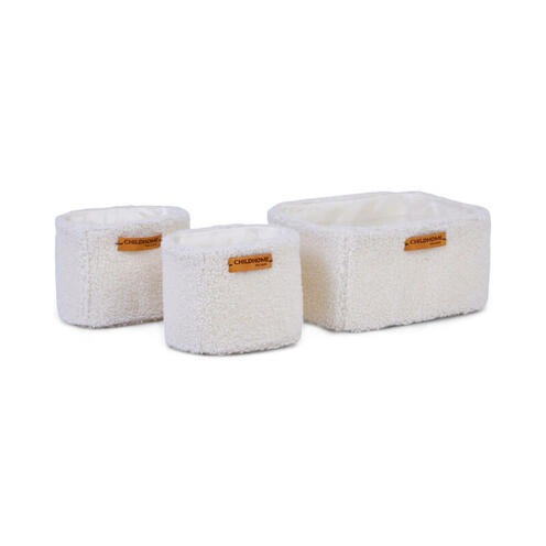 Mand voor was- en verzorgingstafels/verzorgingsmand Childhome Hanging baskets set of 3 | Teddy offwhite