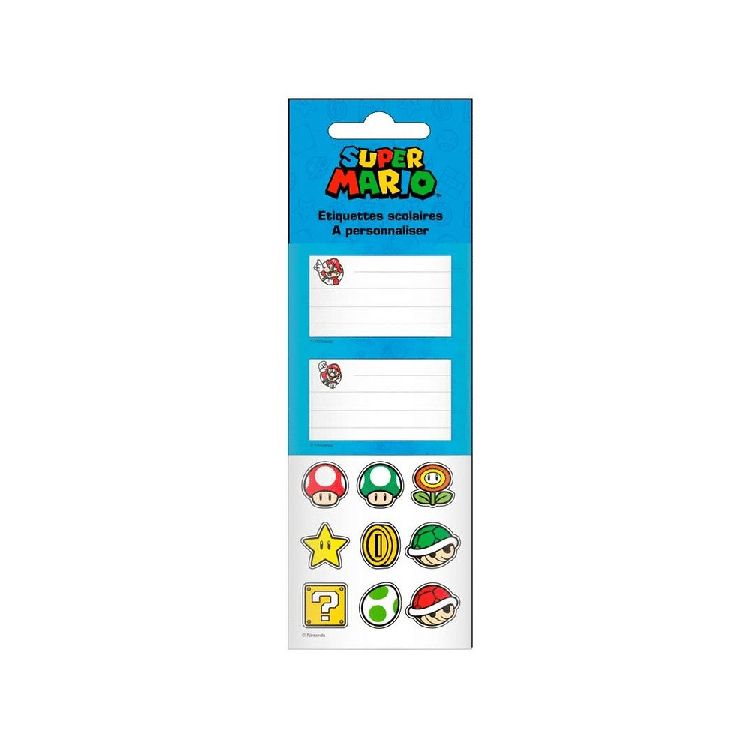 Etiketten Danneels Mario Bross, schooletiketten