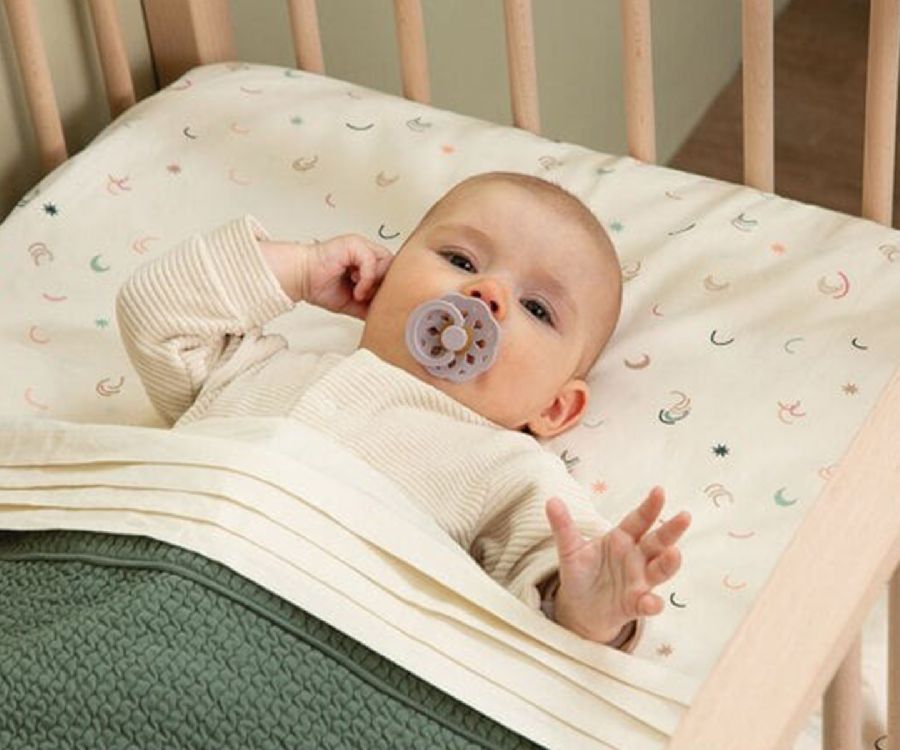 Deken Witlof For Kids Tuck-Inn, geschikt voor babybed 60x120 | Waves forest green