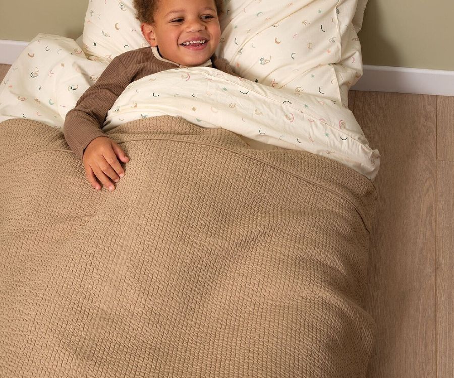 Deken Witlof For Kids Tuck-Inn, geschikt voor babybed 60x120 | Waves urban taupe