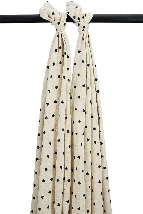 Tetra doek Meyco Baby Pre-washed | Sweet Heart soft sand-black