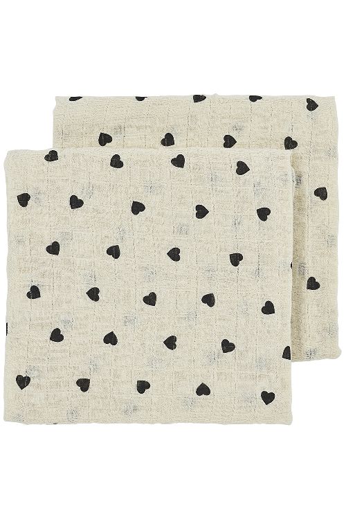 Tetra doek Meyco Baby Pre-washed | Sweet Heart soft sand-black