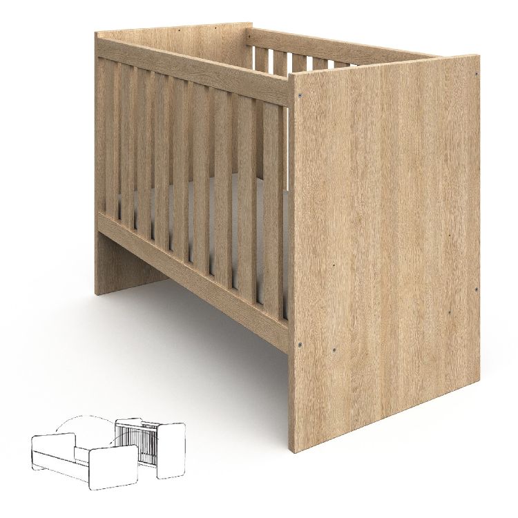 Bed NEYT, Tessa, Tessa 60x120 omvb, babybed omvormbaar tot eenpersoonsbed