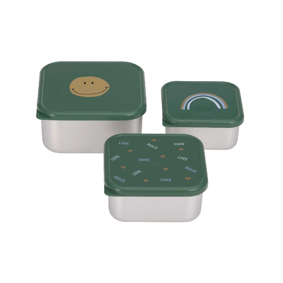 Snackdoos Laessig Snackbox, 3 stuk(s) | Happy Rascals Smile