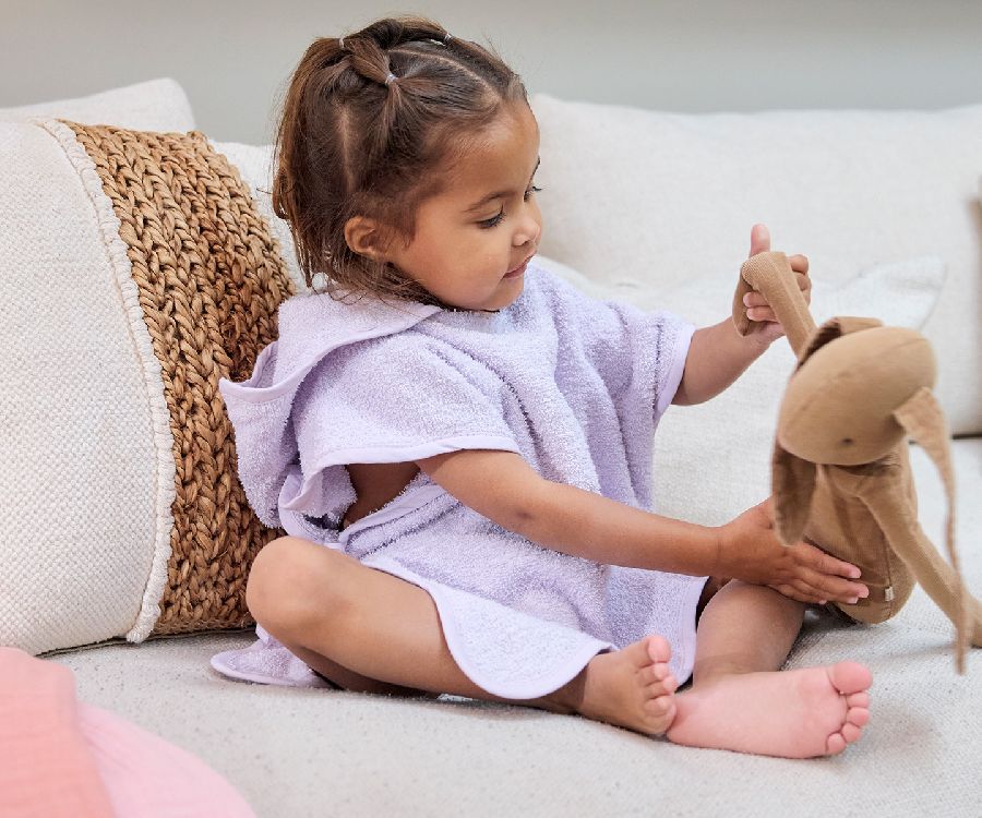 Poncho Meyco Baby, badcape | Wavy soft lavender