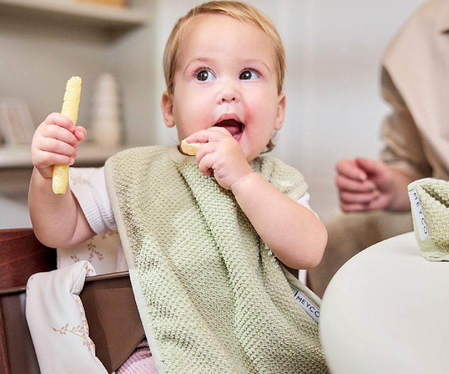 Slabbetje Meyco Baby Slab 2-pack | Popcorn naturel/Popcorn soft olive