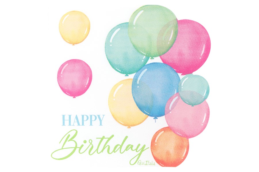Servetten Cosy & Trendy Home Decoration, Happy Birthday Balloons, 33 x 33 cm