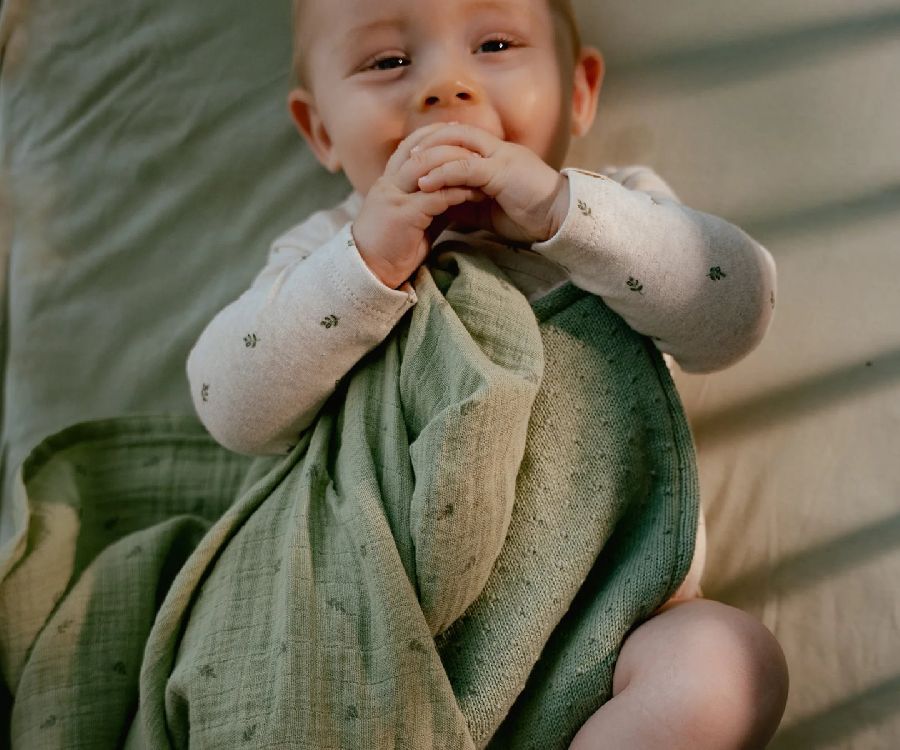 Deken Little Dutch Ledikantdeken, geschikt voor babybed 60x120/babybed 70x140 | Pure Sage