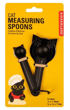 MAATBEKER Cat Measuring Spoons, set van 5 stuks, zwart