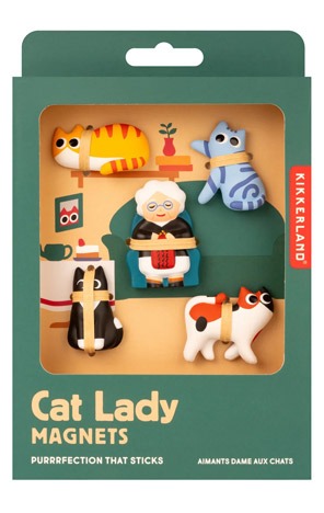 MAGNEET Cat Lady Magnets, multikleur, 5 stuk(s), 4 poezen + 1 oma,