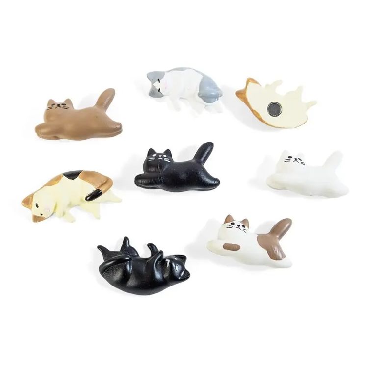 MAGNEET Lazy Cats, zwart/bruin/ecru/ grijs, set van 8