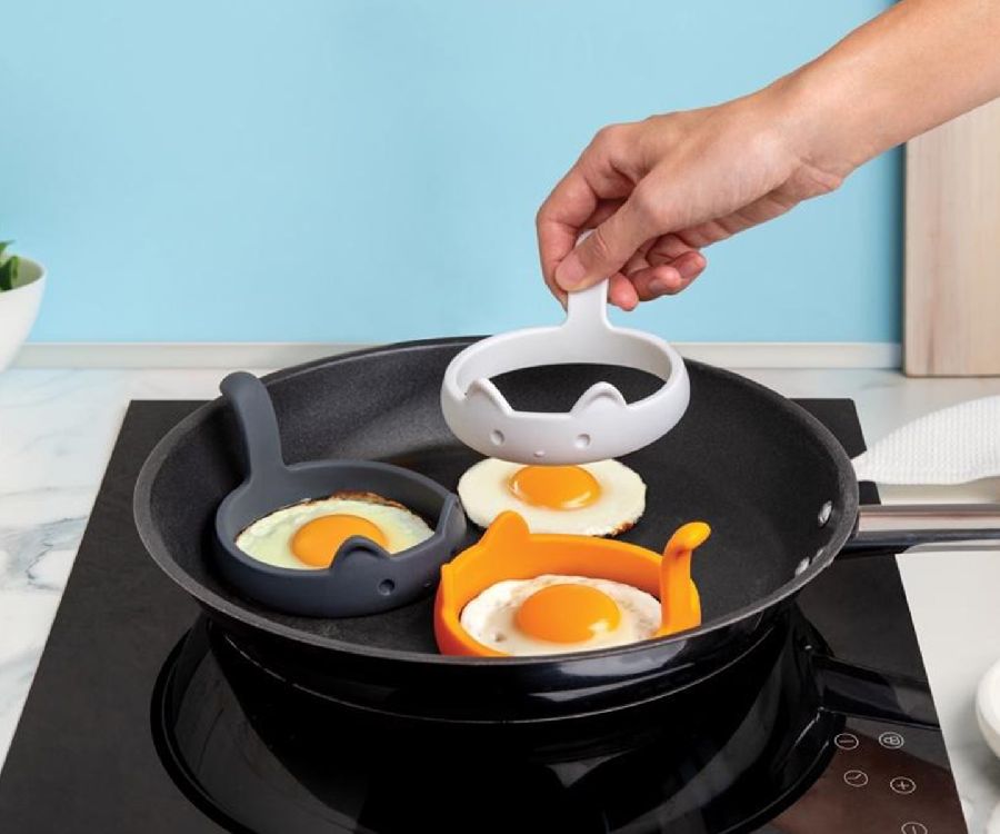 EIVORM Pancats, set van 3, kat, wit/ zwart/oranje, keukengerei