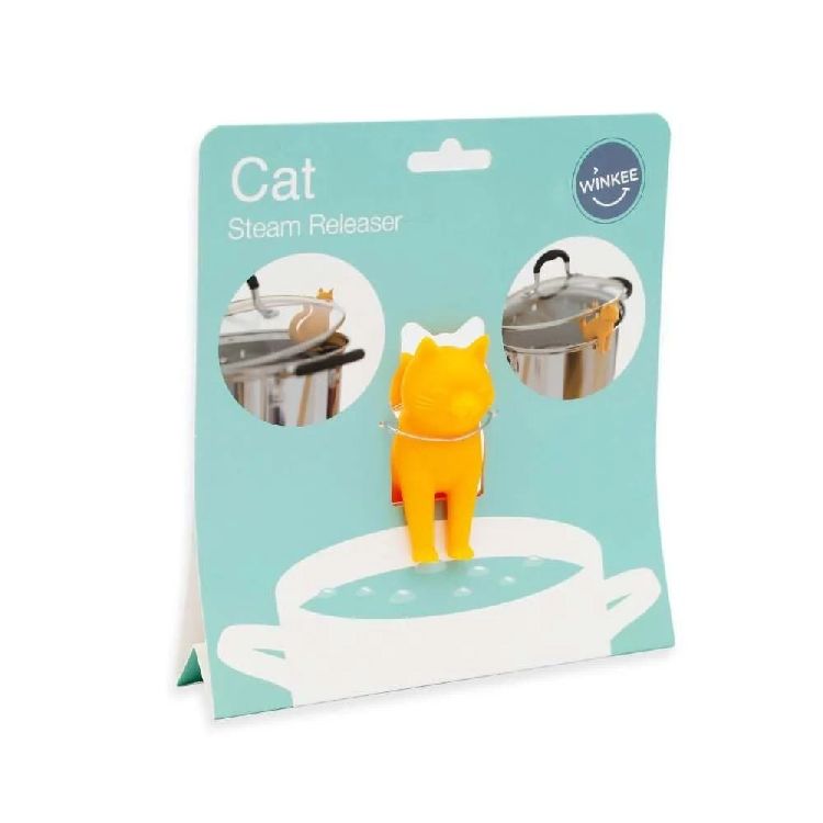 LEPELHOUDER Cat Steam Release & Spoon Holder, geel, poes, 1 stuk(s), keukengerei