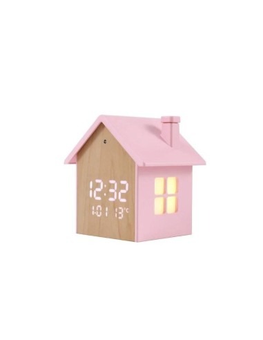 WEKKER 1st, Birdhouse Alarm Clock,  pastel pink, vogelhuisje, bruin/roze,  klok