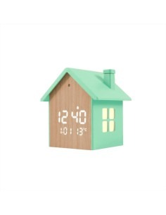 WEKKER 1st, Birdhouse Alarm Clock,  pastel green, vogelhuisje, bruin/groen,  klok