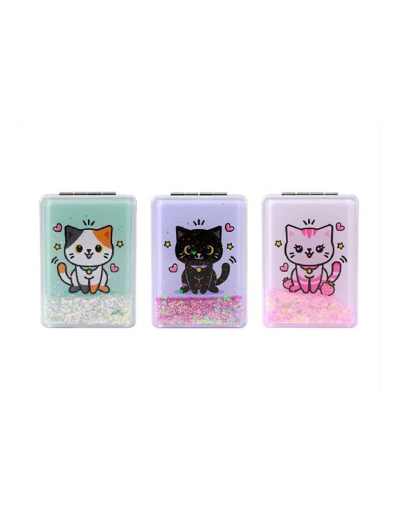 ZAKSPIEGEL 1 st, Compact Mirror, Cat,  groen/paars/roze, assortiment, fun stuff
