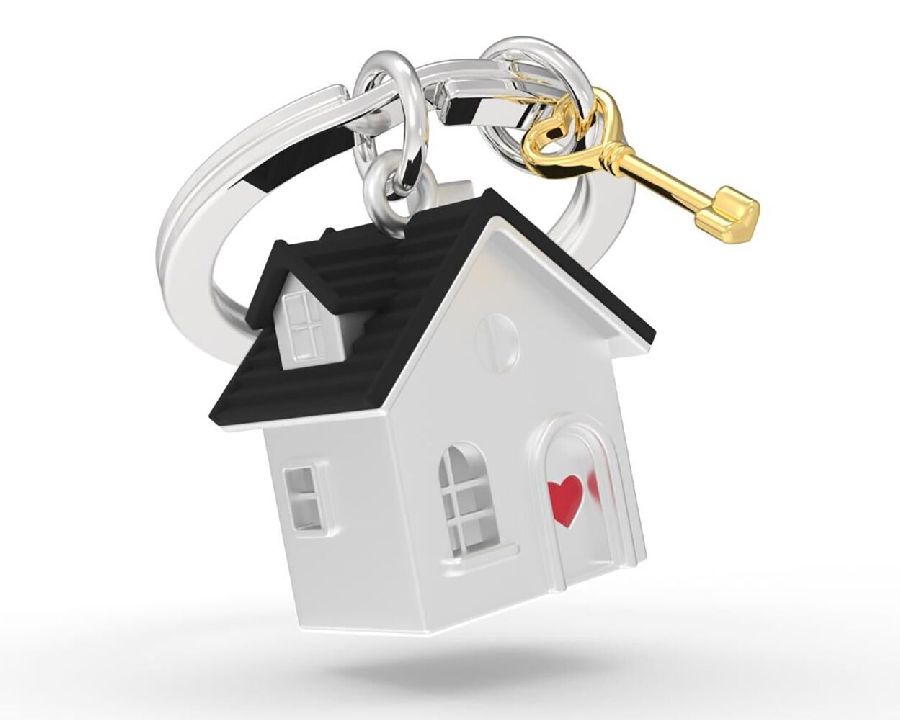 Sleutelhanger Metalmorphose Home Sweet Home, huis + sleutel