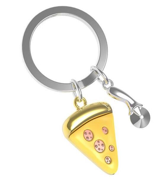 Sleutelhanger Metalmorphose Pizza, punt pizza + pizzasnijder