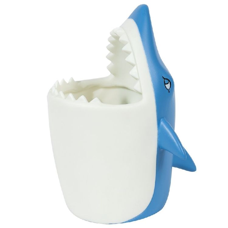 TANDENBORSTELHOUDER 1st, Toothbrush Holder Shark, blauw/wit, haai, siliconen, tandverzorging