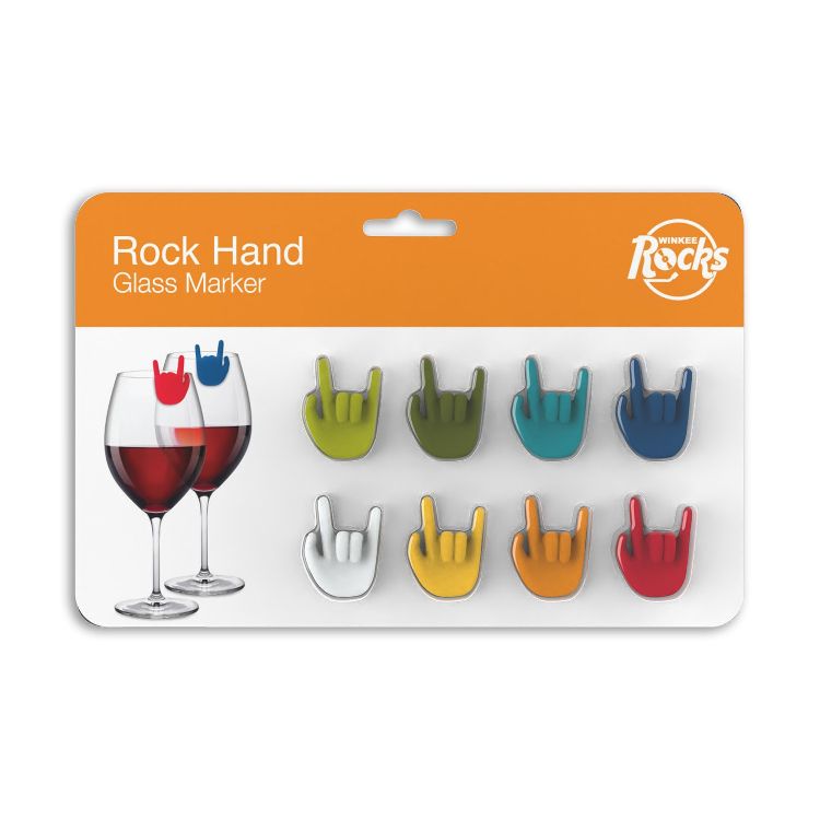 GLASMARKER Rock Hand Glass Markers, set van 8, multikleur, siliconen, tafelgerei