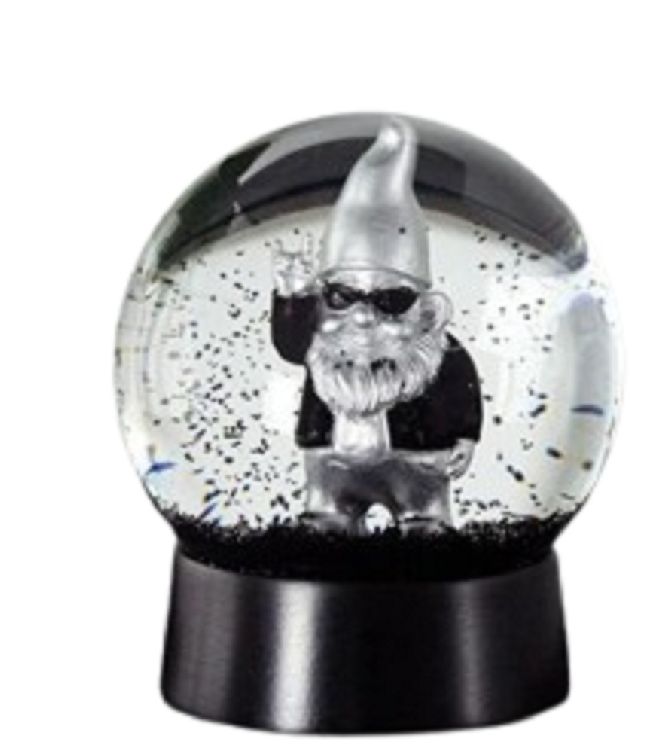 GADGET 1st, Snow Globe Rock, Silver, kabouter, glas/resin, zwart/transparant/ zilver