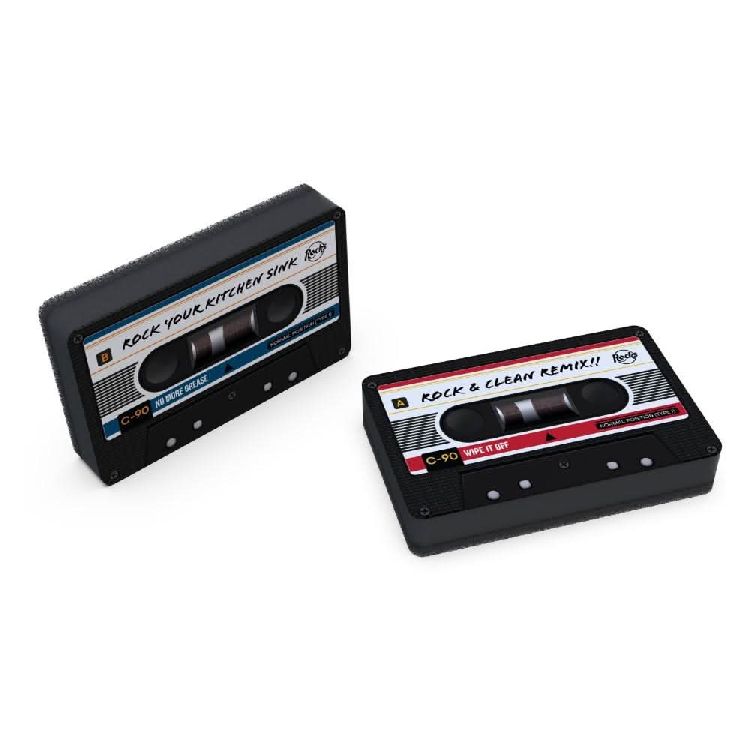 KEUKENSPONS Tape Sponge Set of 4, zwart/blauw/rood, kunststof, keukengerei