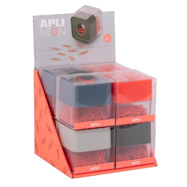PAPERCLIP 1st, Neon, zwart/grijs/ oranje/blauw, 100 paperclips, assortim.