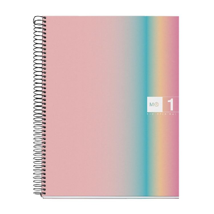 SCHRIFT A4, NB1, geruit, 80 blz, west  bay, roze/multikl, spiraal, 1st