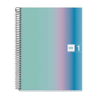 SCHRIFT A4, NB1, geruit, 80 blz,  santorini, blauw/multikleur, spiraal,  1st