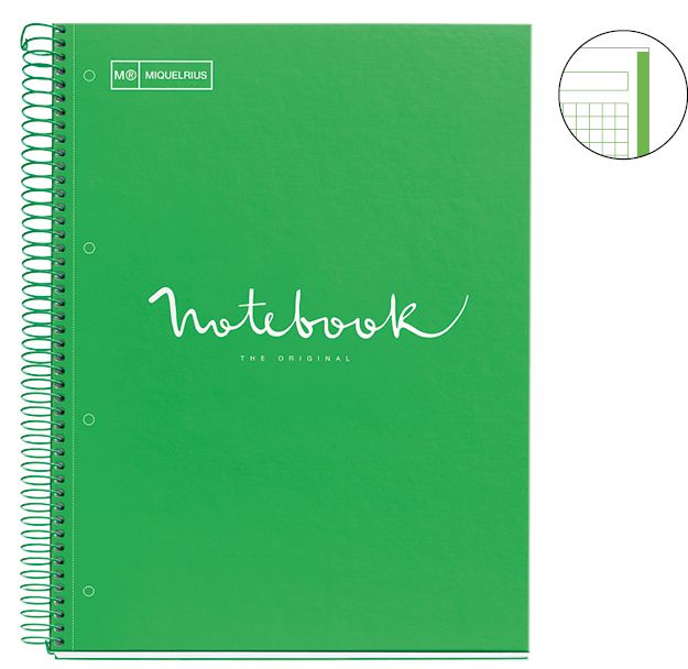 SCHRIFT A4, NB1, geruit, 80blz, vert,  groen, spiraal, 1st