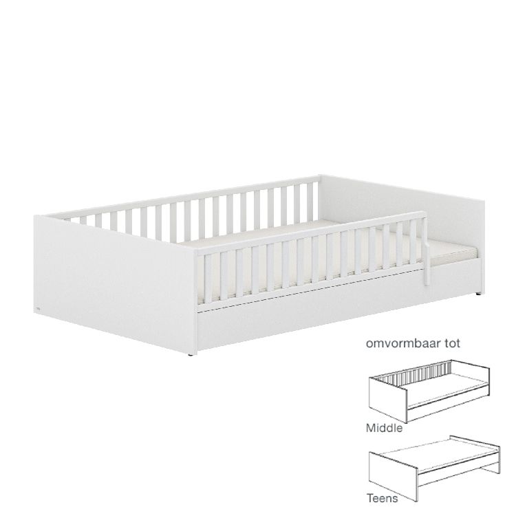 Bed PAIDI, Little Flo chalk white 120x200, eenpersoonsbed