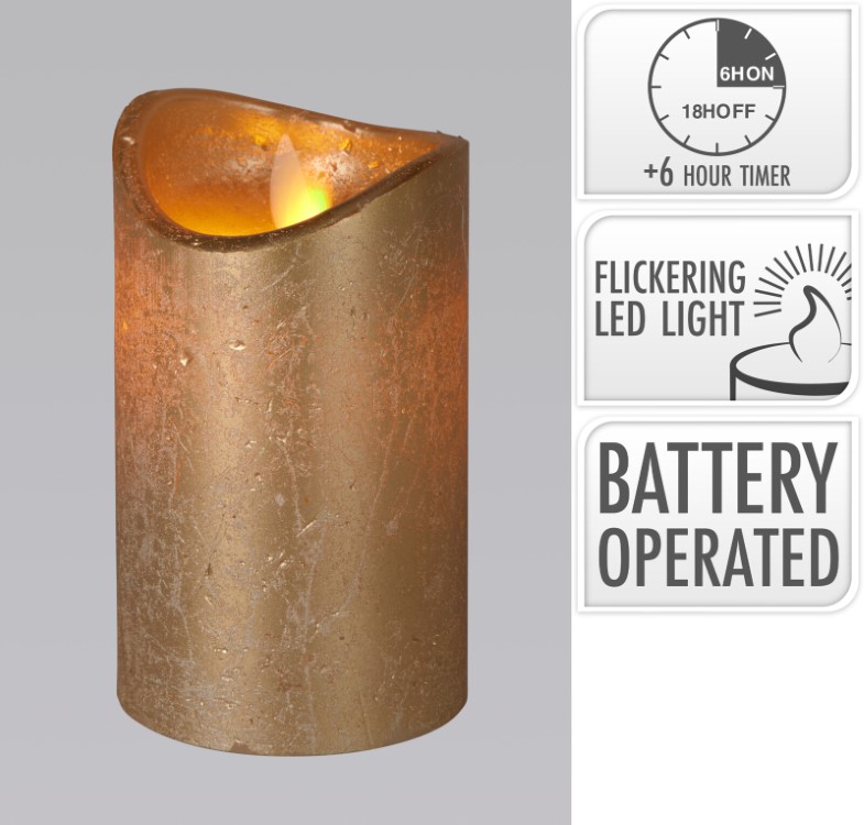Verlichting kaars, D 7.5 x H 12.5 cm