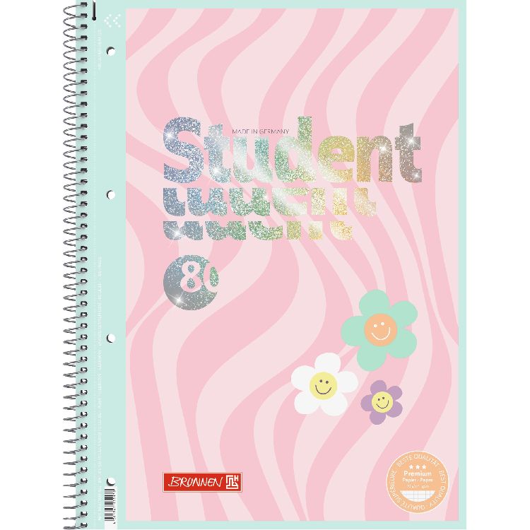 NOTITIESCHRIFT A4, gelijnd, Happy Hippie, 80 vellen, spiraal, 4 gaats- perforatie, 1st, schrift
