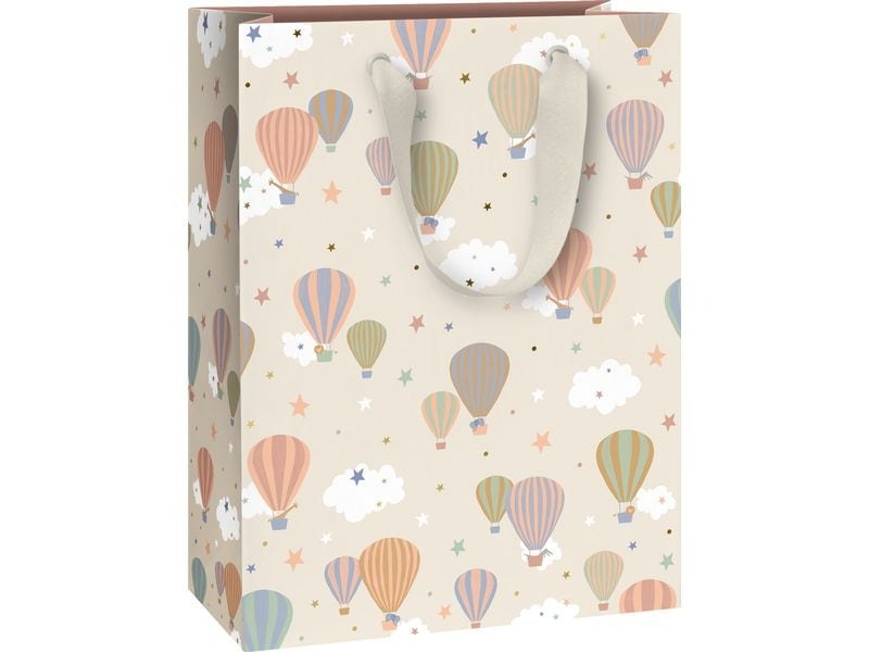 GESCHENKZAK 1st, Mimmo, beige, aop luchtballon, 23x13x30cm, draagtas