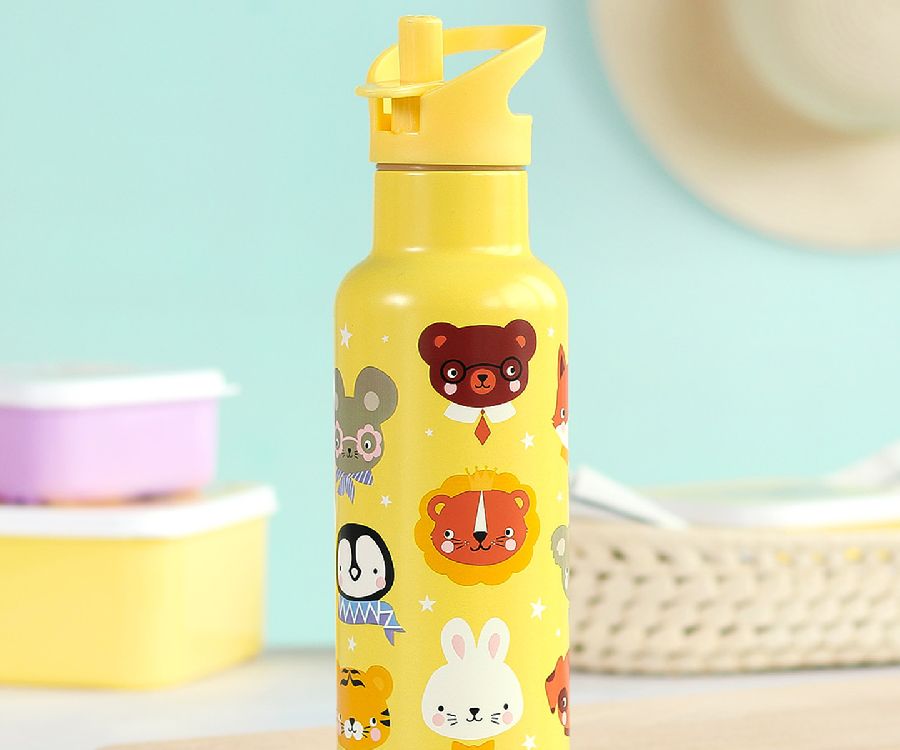 Drinkfles/thermosfles A Little Lovely Company XL RVS | Animal Friends