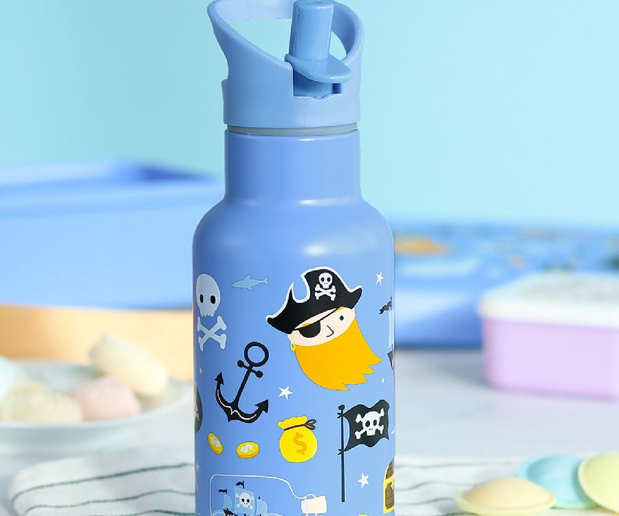Drinkfles/thermosfles A Little Lovely Company Stainless Steel Drink Bottle | Pirates