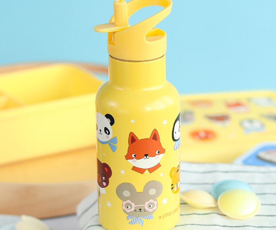 Drinkfles/thermosfles A Little Lovely Company Stainless Steel Drink Bottle | Animal Friends