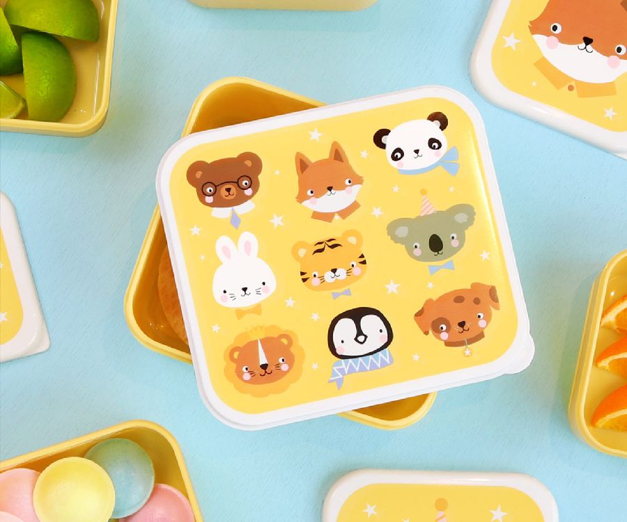 Snackdoos A Little Lovely Company Lunch & Snack Box, 4 stuk(s) | Animal Friends