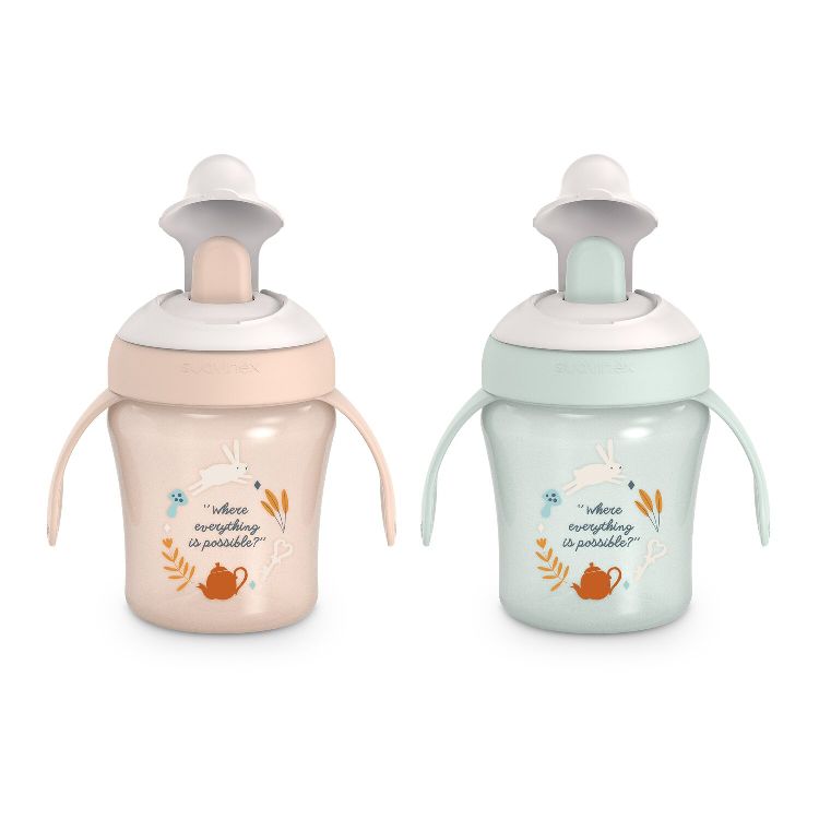 Drinkbeker Suavinex Leerbeker | Wonderland pastel mint blue/Wonderland pink
