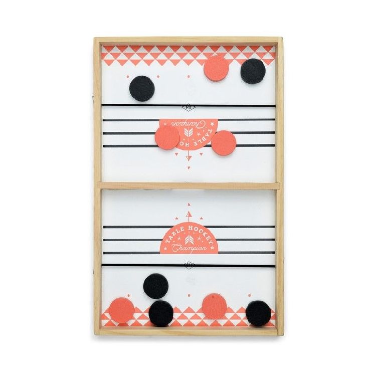 GEZELSCHAPSSPEL Table Hockey, wit/roze/bruin, hout