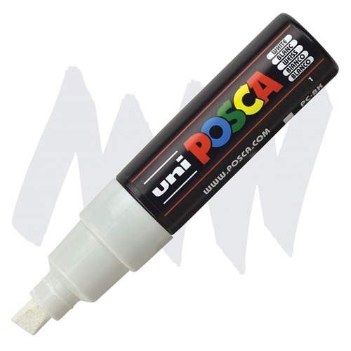 VERFSTIFT Verfmarker, wit, lijndikte 8 mm, beitel punt, 1 stuk(s), stift
