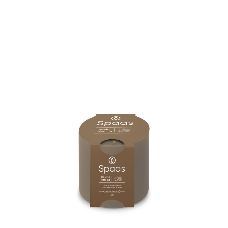 Kaars Spaas, Glow, kaars in glas/geurkaars, Mindful Morning - Cotton Blossom and Musk | Essential