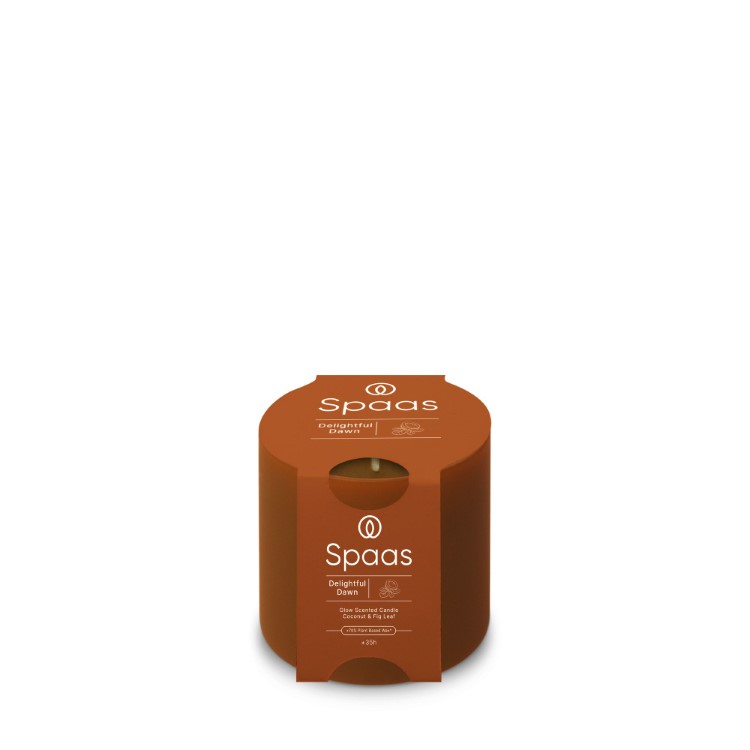 Kaars Spaas, Glow, kaars in glas/geurkaars, Delightful Dawn - Coconut and Fig Leaf | Essential
