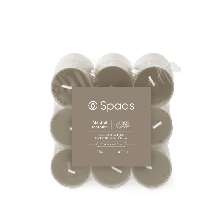 Kaars Spaas, Clearlights, theelicht/geurkaars, Mindful Morning - Cotton Blossom and Musk | Essential