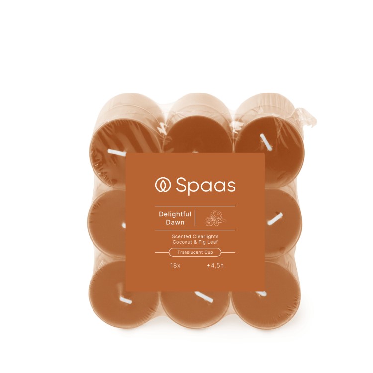 Kaars Spaas, Clearlights, theelicht/geurkaars, Delightful Dawn - Coconut and Fig Leaf | Essential